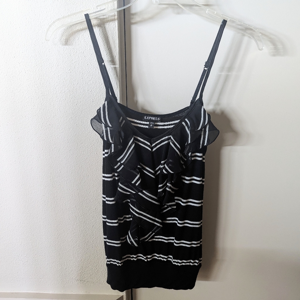 Express ruffle-front banded spaghetti strap top